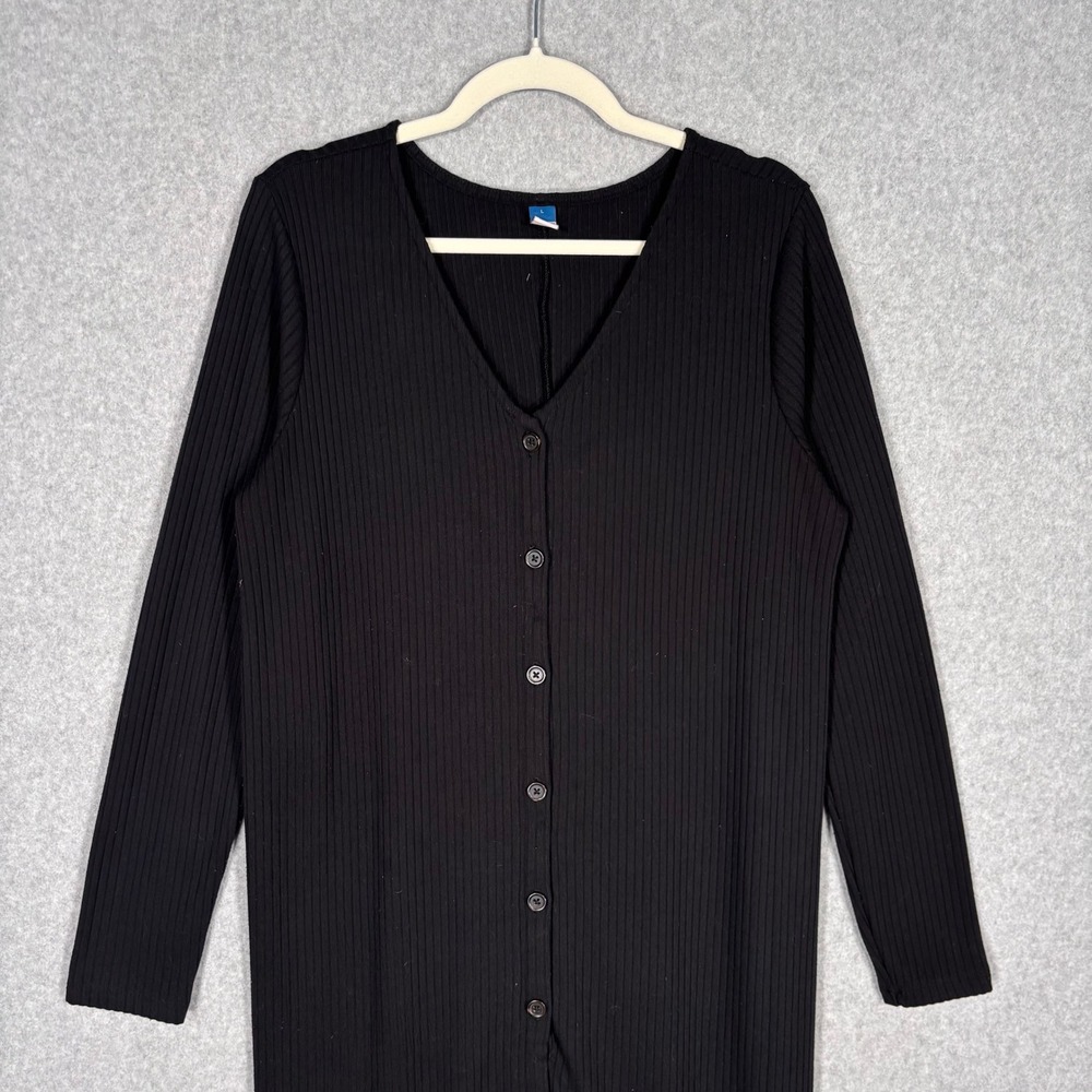 Old Navy Midi Button Front Dress Large Ribbed Jersey Minimalist Lounge Comfort
